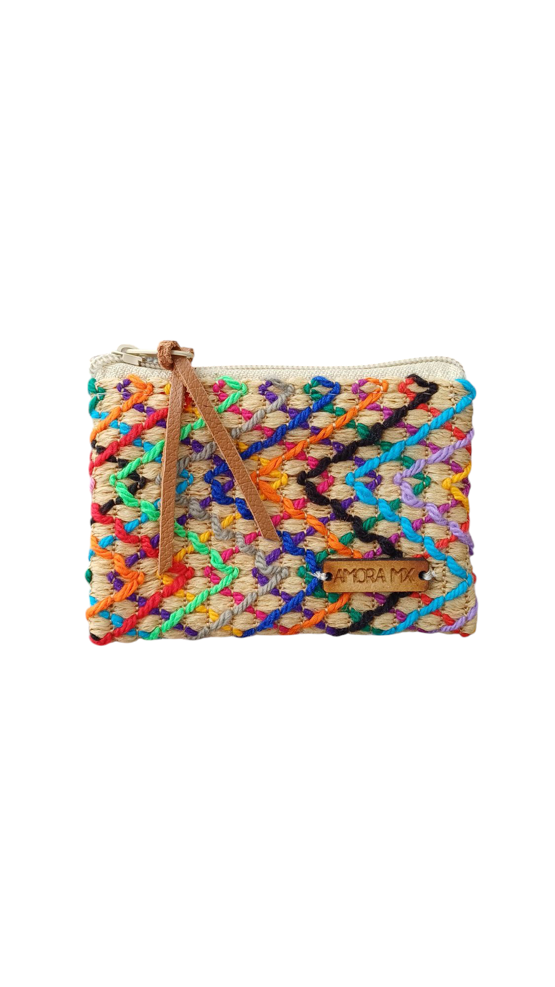 Monedero Fondo Beige con grecas multicolor🧡