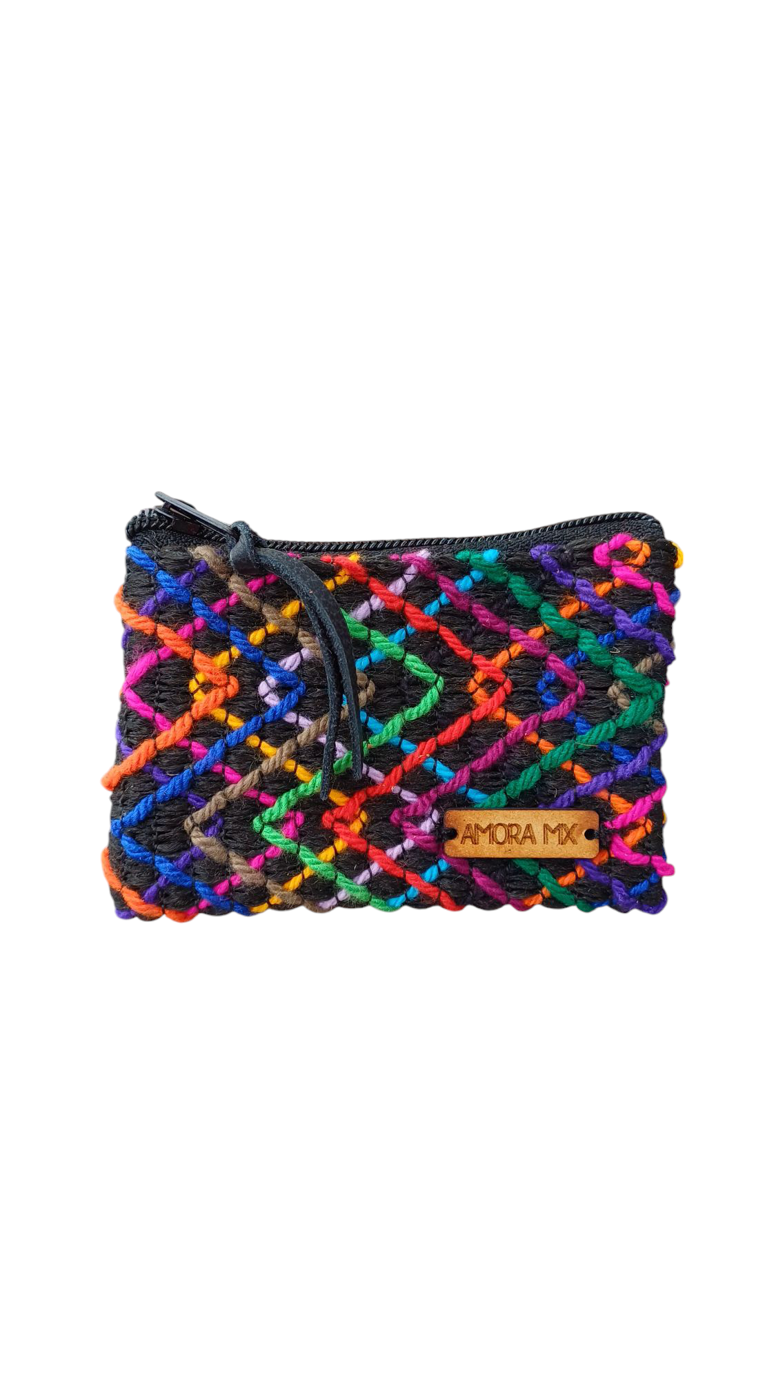 Monedero Fondo Negro con grecas multicolor🖤