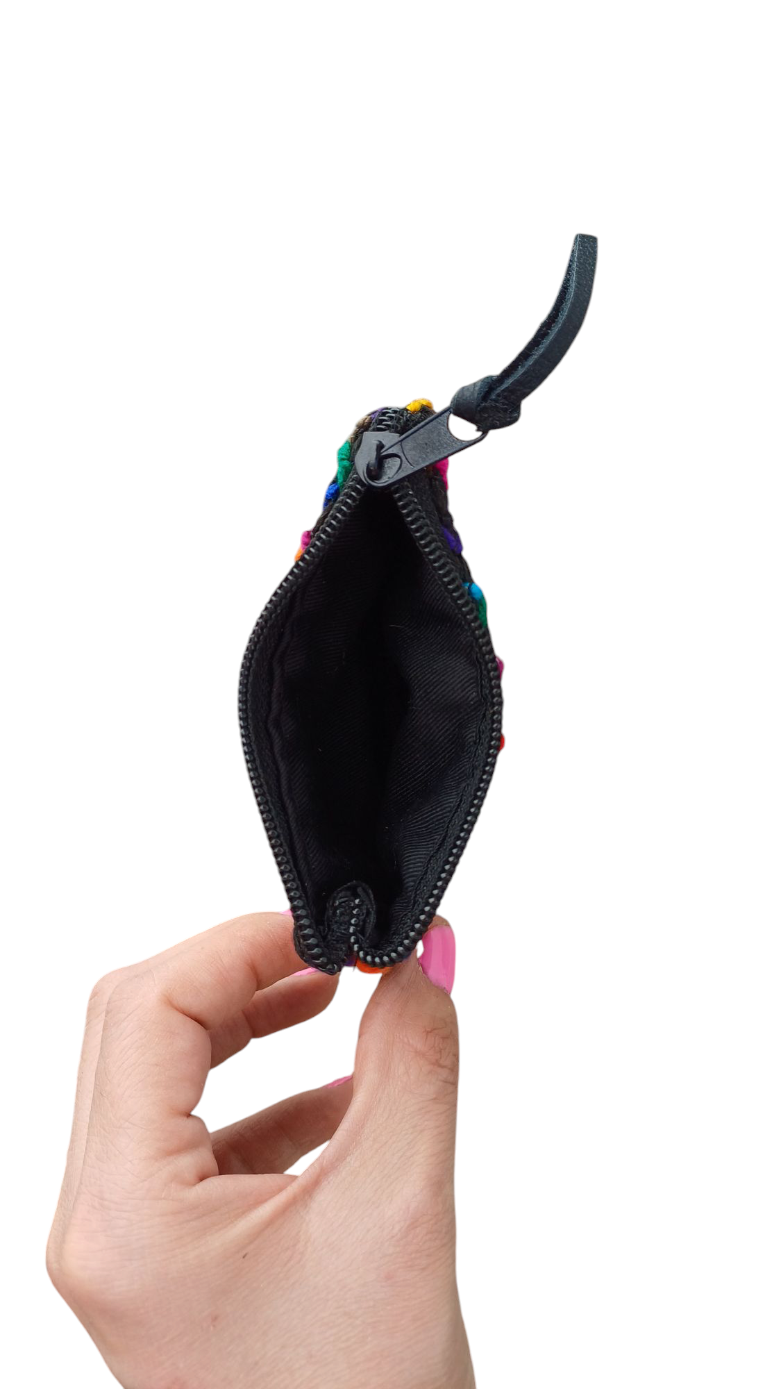 Monedero Fondo Negro con grecas multicolor🖤