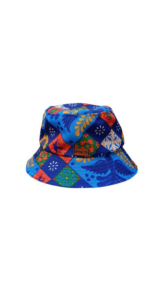 Sombrero Pescador Talavera rombos azul rey💙