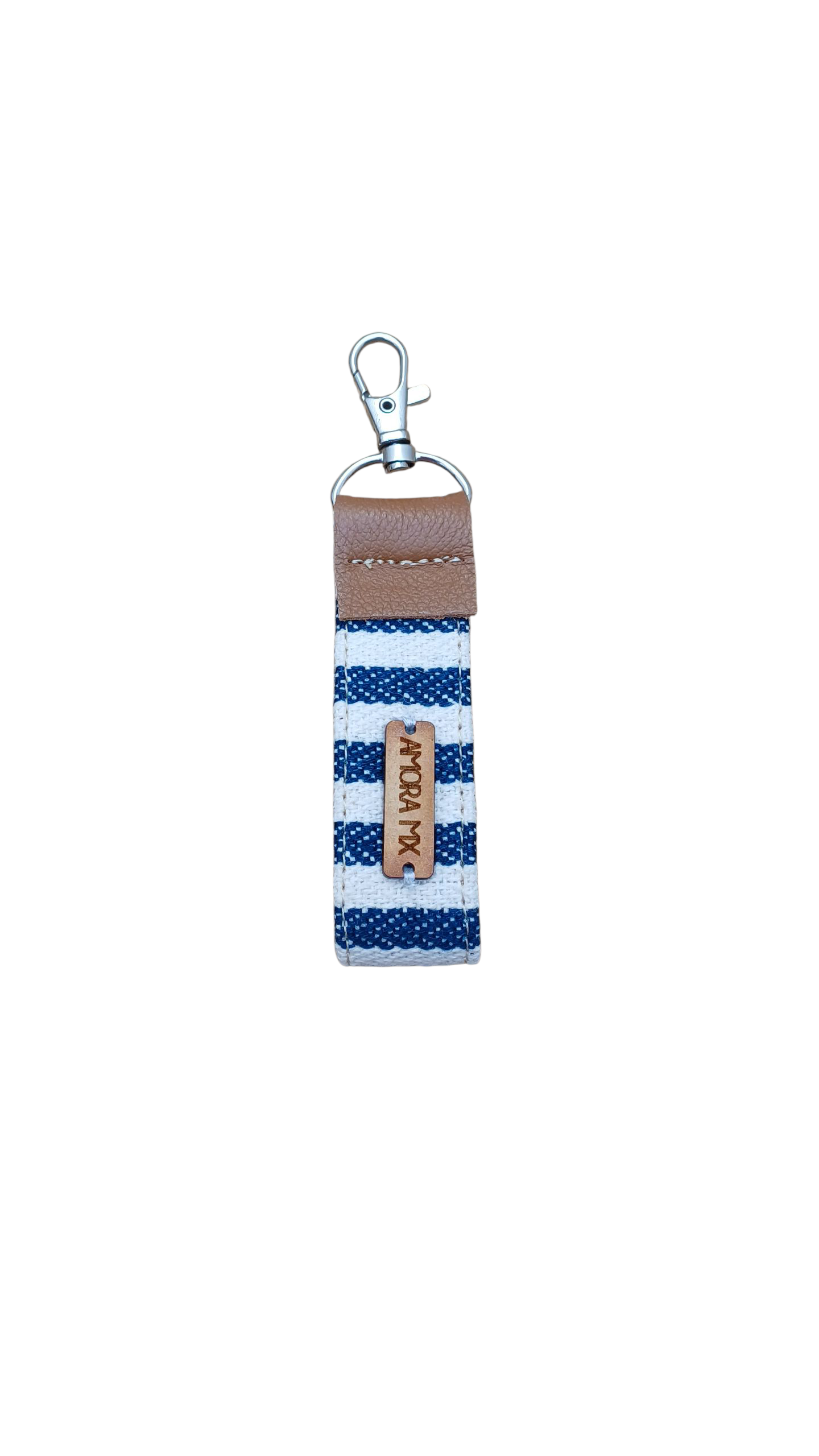 Llavero Rayas Azul Marino con Beige💙