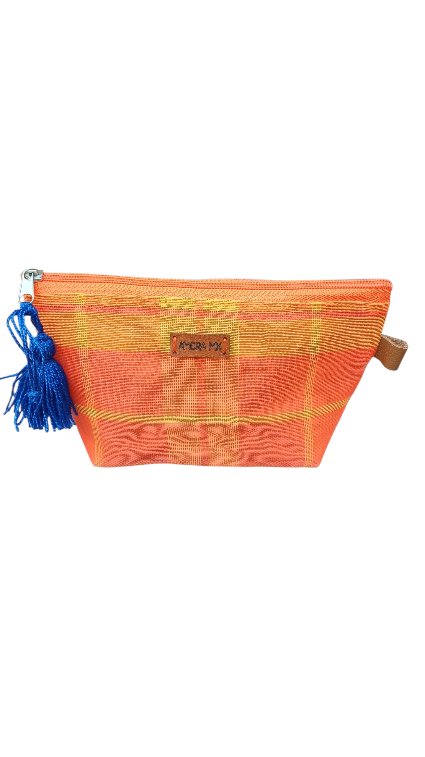 Cosmetiquera Cuadros naranja con amarillo 🍊