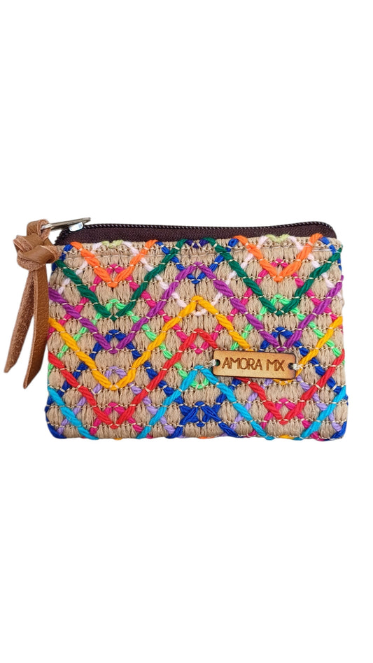 Monedero Fondo Beige con grecas multicolor🧡