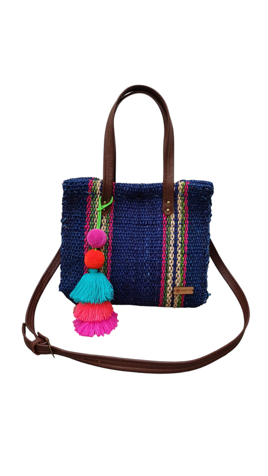 Bolsa Tulum Azul Marino con Rayas💙